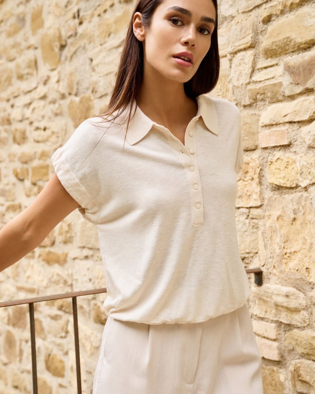 Polo in maglia con coulisse sul fondo
